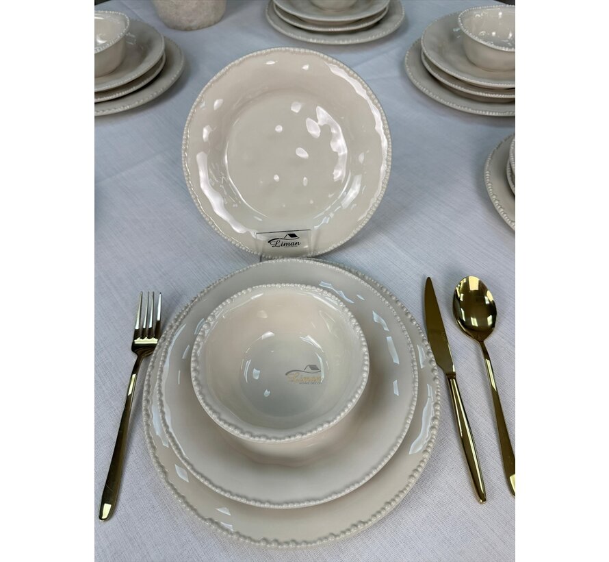 Parel Serviesset 24 Delig | 6 Persoons Beige