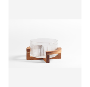 Rustic wood New Line glazen schaal met standaard 22,2cm