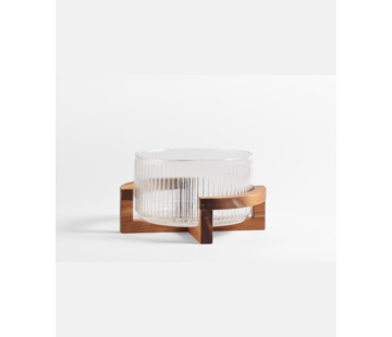 Rustic wood New Line glazen schaal met standaard 24,5cm