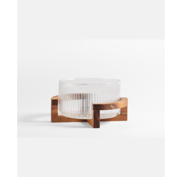 Rustic wood New Line glazen schaal met standaard 24,5cm