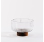 Rustic wood Flower glazen schaal met standaard 14cm