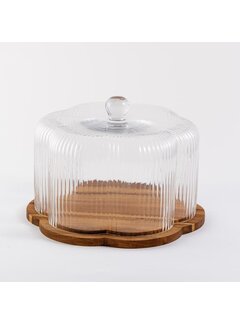 Rustic Wood Flower Kek Fanus 22,5 cm