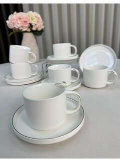 Koffieset 12 Delig | 6 Persoons Wit - Zilver