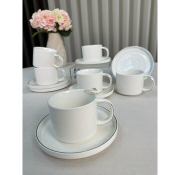 Service à Café 12 Pièces | 6 Personnes Blanc - argent