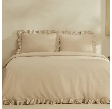 KARACA HOME Karaca Home Pure Ruffle %100 Pamuk Çift Kişilik Nevresim Takımı Ekru