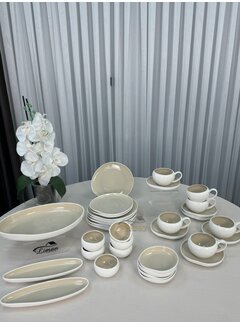 Neu Cupid Beige Frühstücksset 33-teilig / 6 Personen