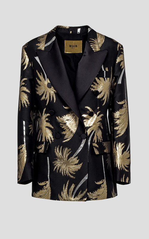 MSGM Black gold palm tree jacket