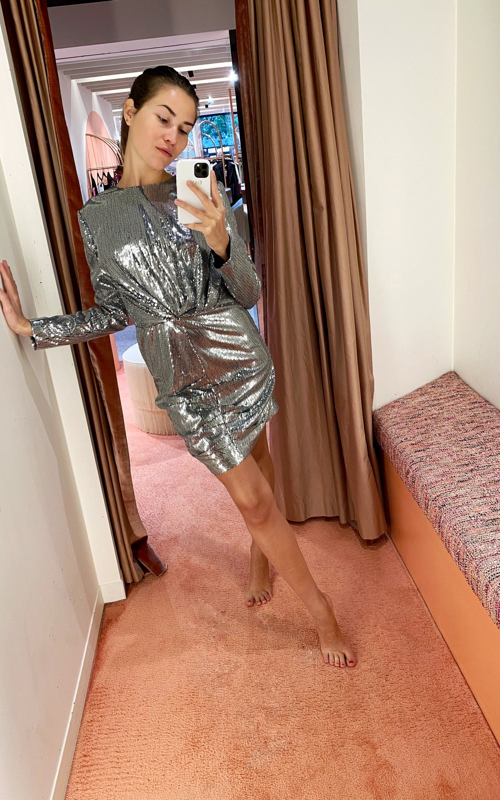 msgm silver sequin top