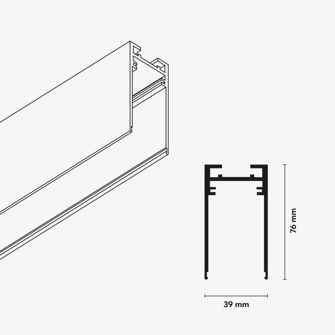 CLIXX magnetic track light system - surface profile - black