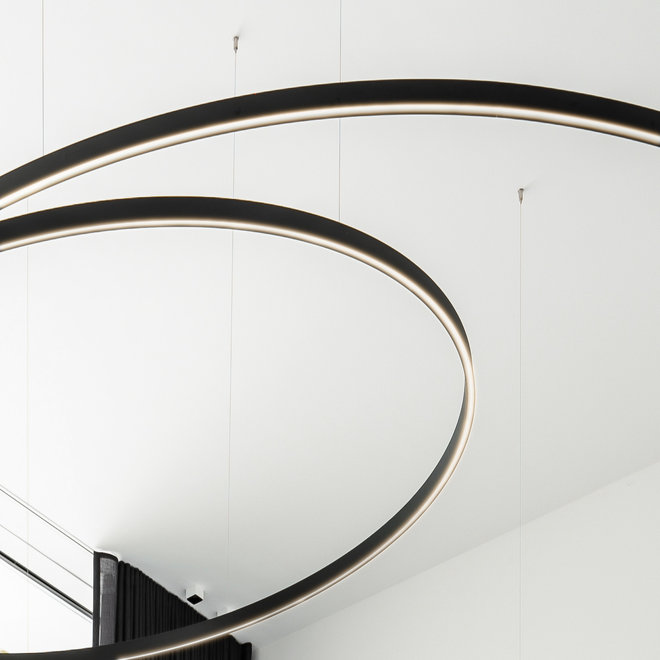 LED ring pendant lamp HALO Up-Down ∅600 mm - black