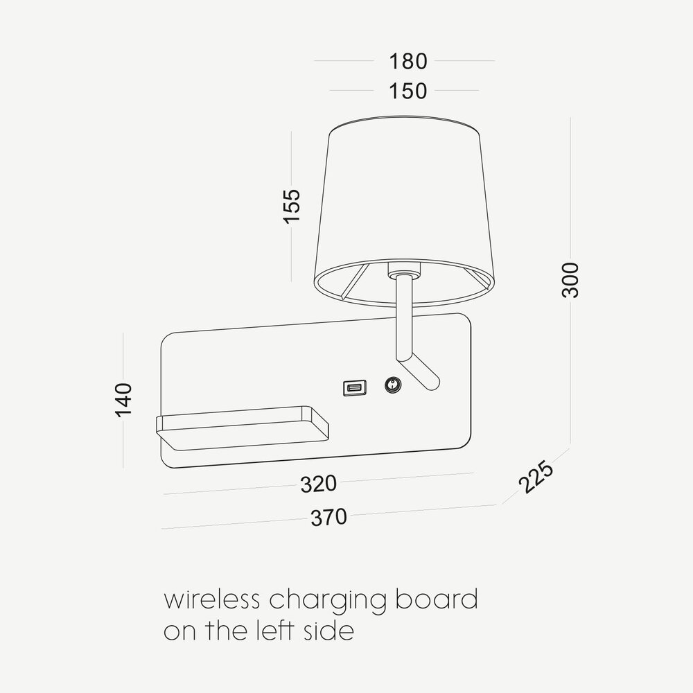 CORA wall lamp with USB connection - White