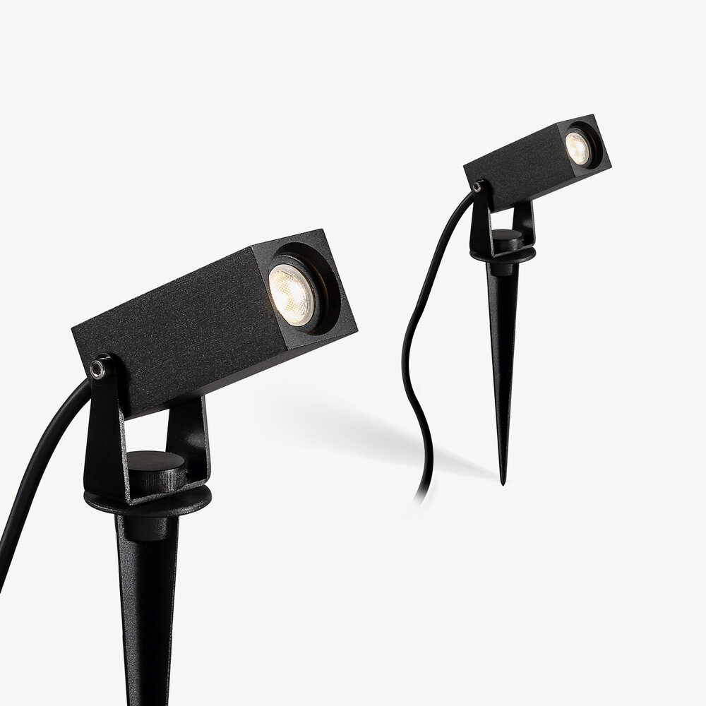 Vierkante LED prikspot SPIKE klein Zwart