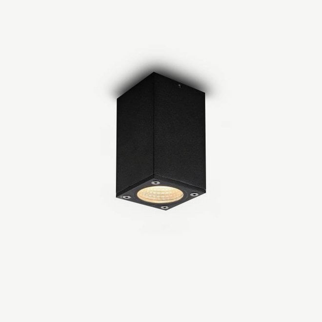 Square LED outdoor ceiling lamp BOXX small black