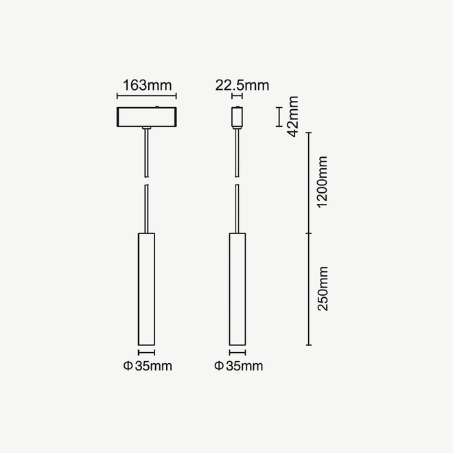 CLIXX SLIM magnetic track light system - TUBE PENDANT 35 LED module - white