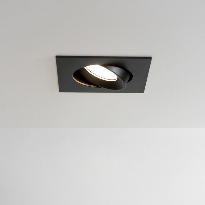Recessed LED ceiling spot FLEXX tiltable square - black