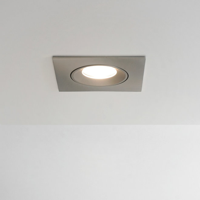 Recessed LED ceiling spot FLEXX tiltable square - inox