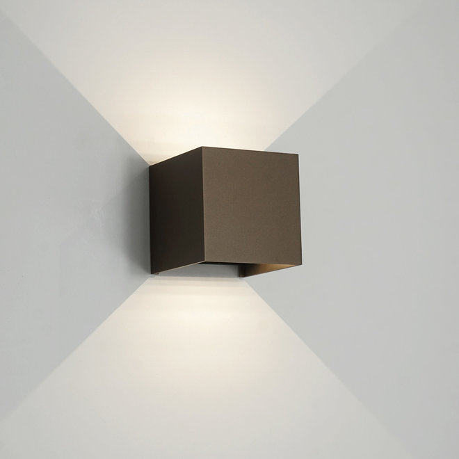 LED binnen/buiten wandlamp BOXX vierkant brons Dimbaar