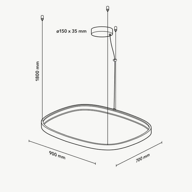 LED ring hanglamp HALO SQUARE 900 mm - zwart