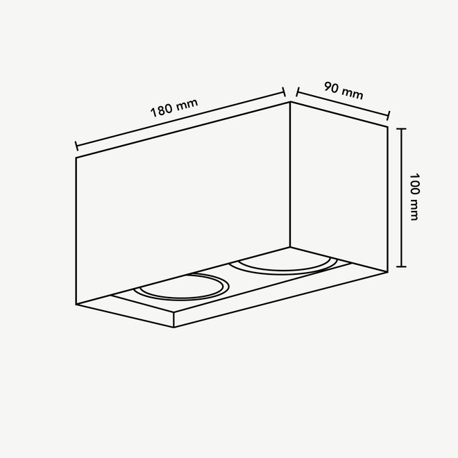 Design plafondspot BOXX wit dubbel GU10