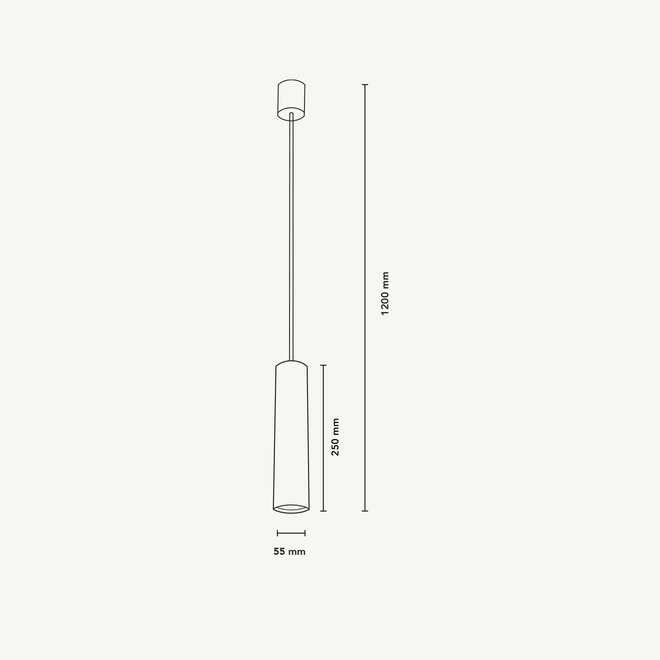 Hanglamp TUUB 250 mm met GU10 fitting - zwart