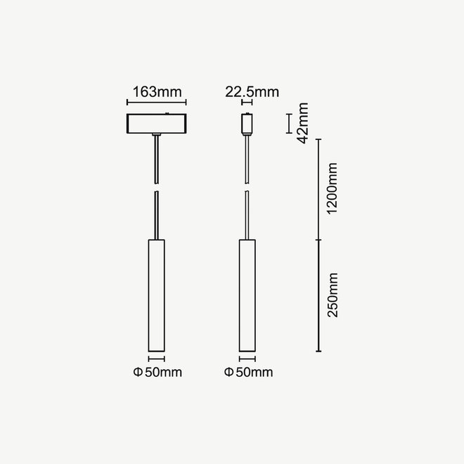 CLIXX SLIM magnetisch rail verlichtingssysteem - TUBE Hanglamp 50 LED module - champagne