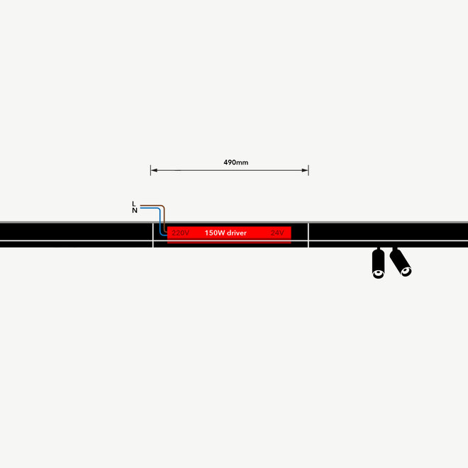 CLIXX SLIM magnetic track light system - accessories surface/suspended driverbox  both side connectable