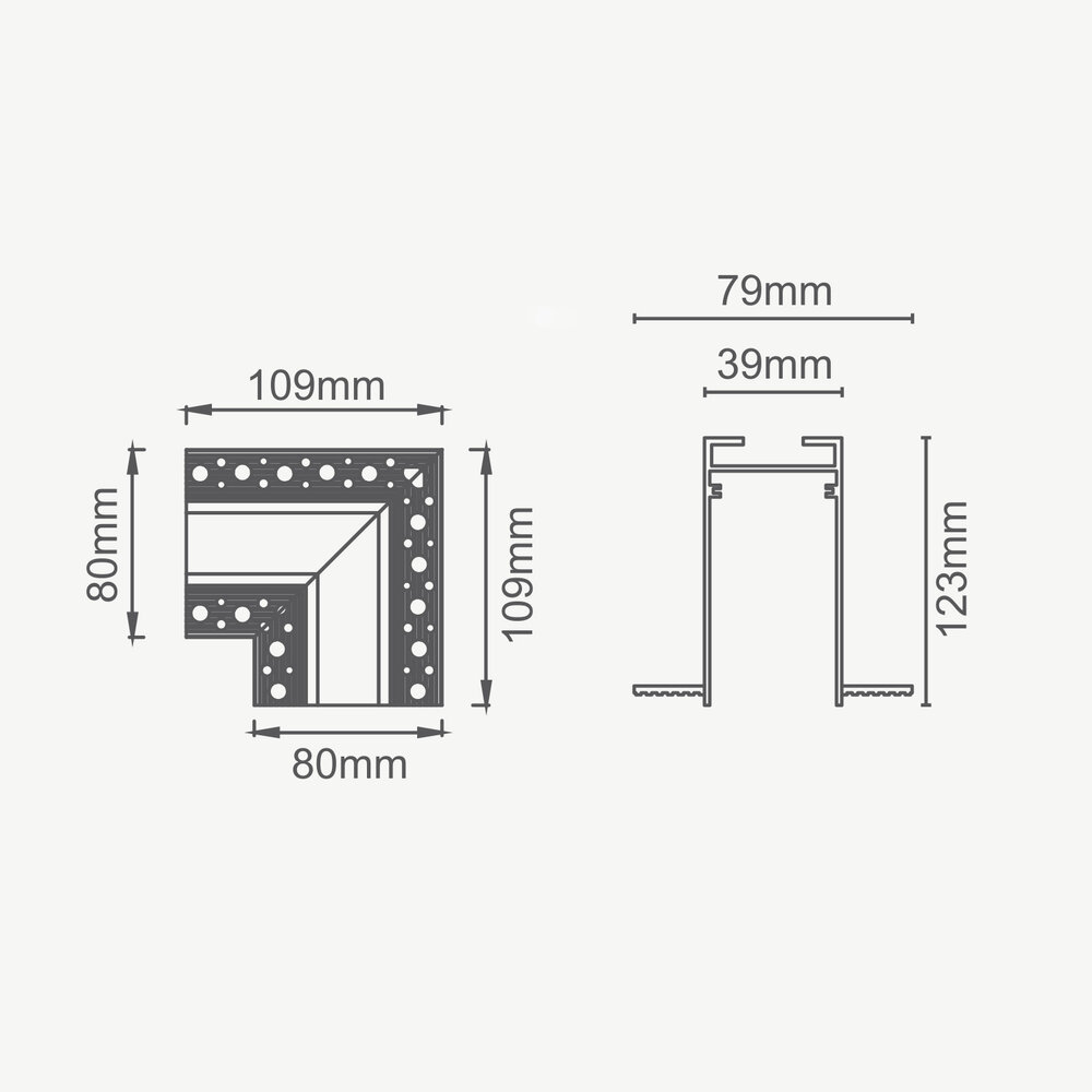 CLIXX magnetic track lighting system - recessed 90° corner connection