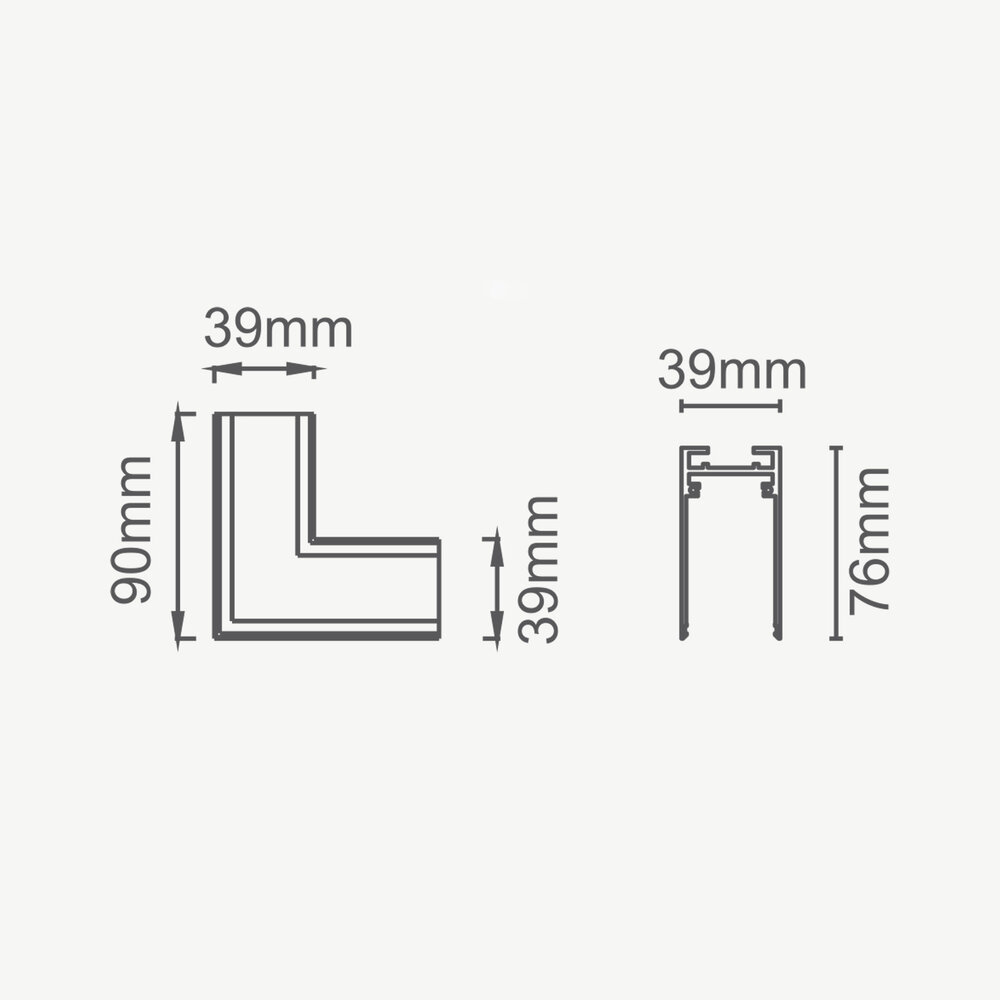 CLIXX magnetic track lighting system - Surface/pendant 90° corner connection