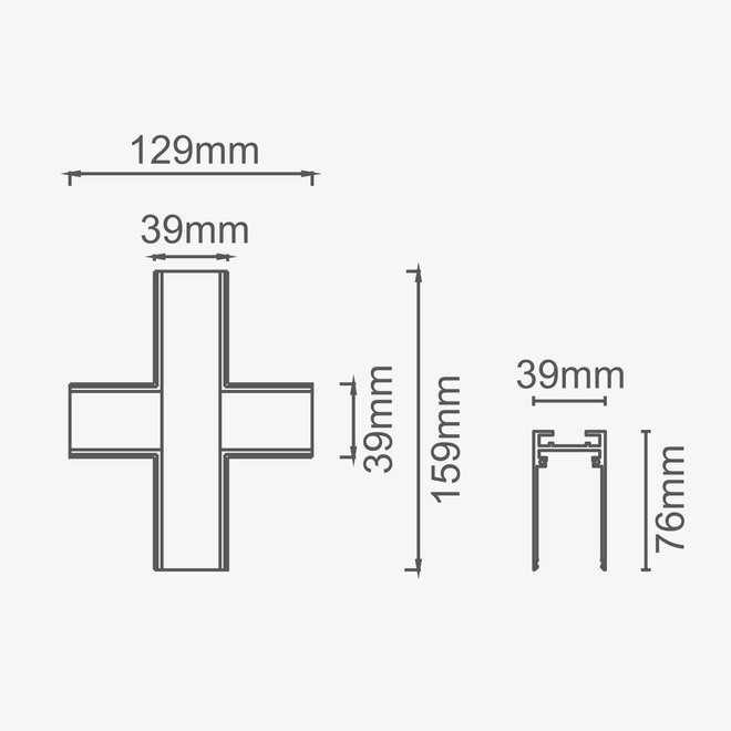 CLIXX magnetisch rail verlichting systeem - Opbouw/pendel  kruis hoekverbinding