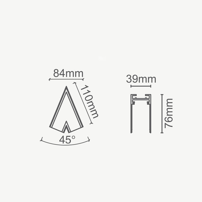 CLIXX magnetic track lighting system - Surface/pendant outer 45° connection