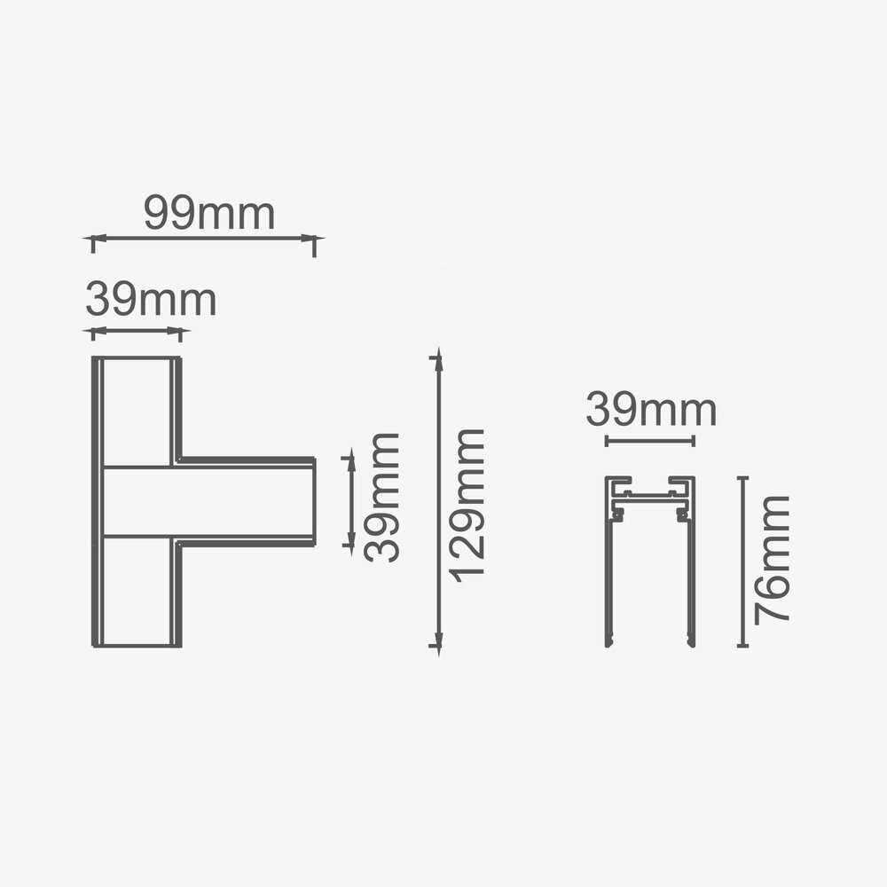 CLIXX magnetisch rail verlichting systeem - Opbouw/pendel T hoekverbinding