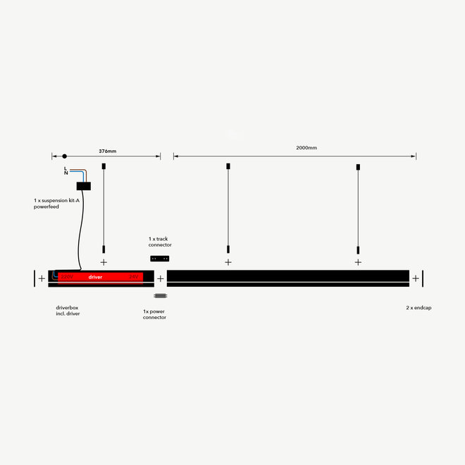 CLIXX magnetisch rail verlichtingssysteem - pendel starter set 2 meter