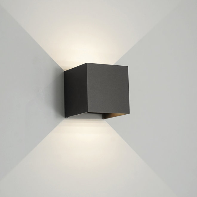 LED binnen/buiten wandlamp BOXX vierkant zwart Dimbaar