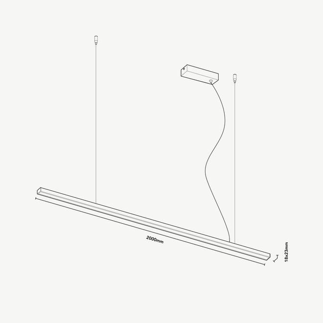 Moderne LED hanglamp LINE 2000 mm - zwart