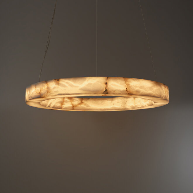 HALO 600 LED ring hanglamp – Albast natuursteen
