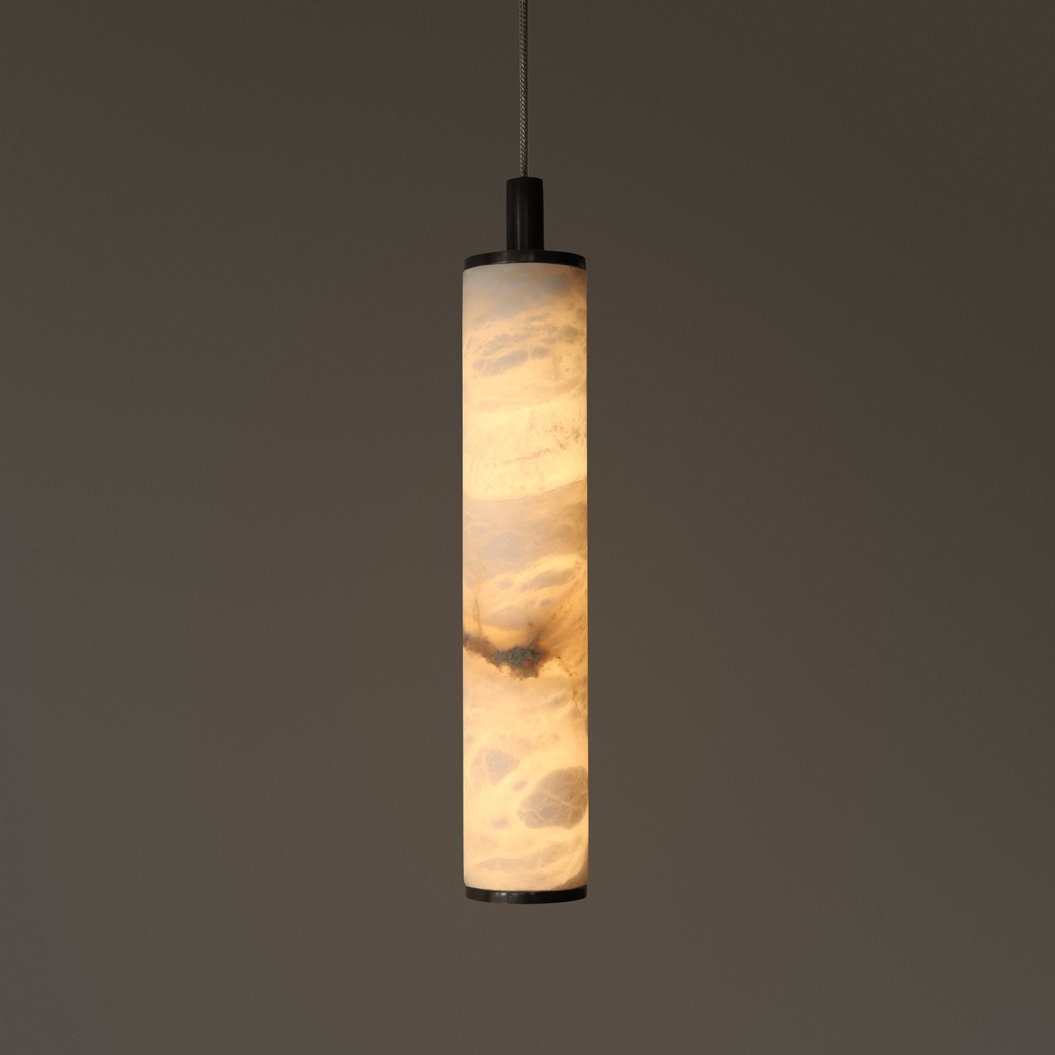 TUBE cylindrical Alabaster natural stone suspended lamp