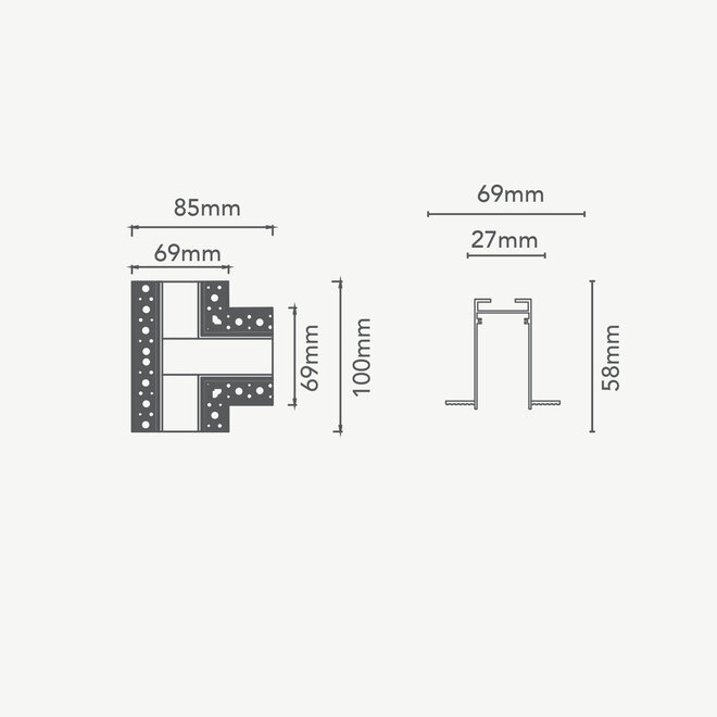 CLIXX SLIM magnetic track lighting system - recessed T corner connection