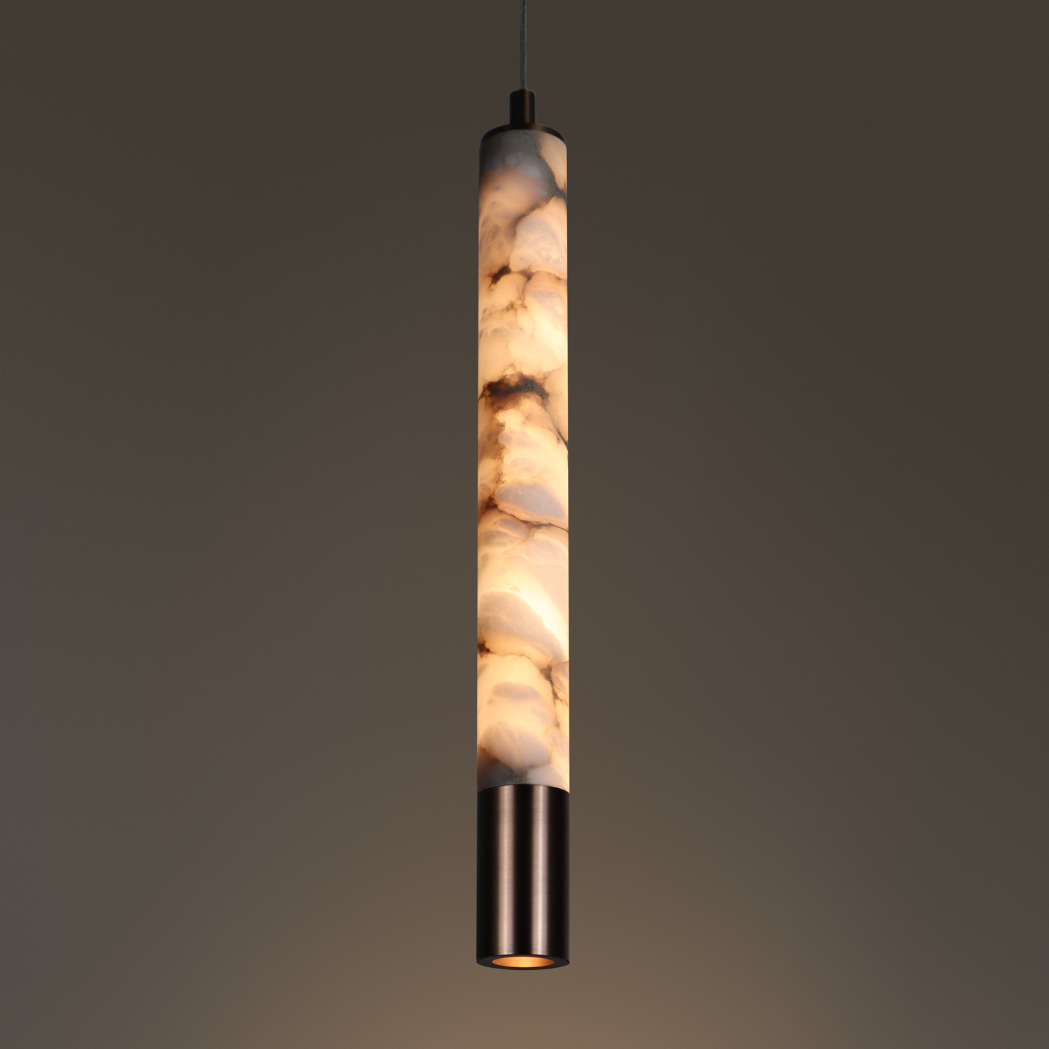 TUBE cylindrical Alabaster natural stone suspended lamp