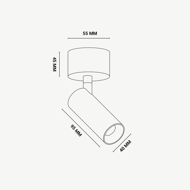 SPOT40 verstelbare opbouw LED spot - Geborsteld Zwart