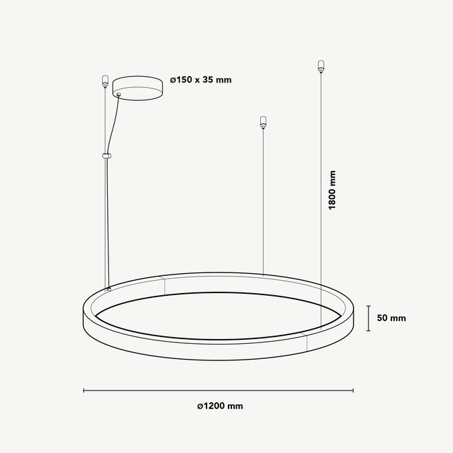 LED ring hanglamp HALO Up-Down ∅1200 mm - zwart