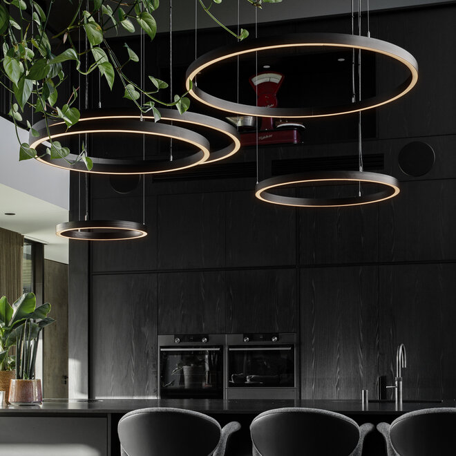 LED ring pendant lamp HALO Up-Down ∅1800 mm - black