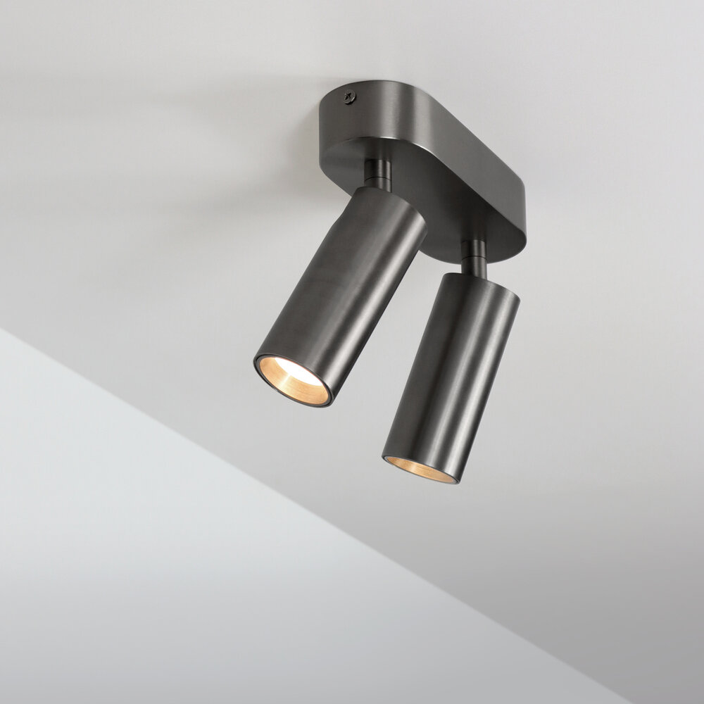 SPOT40 verstelbare opbouw LED spot Dubbel - Geborsteld Zwart