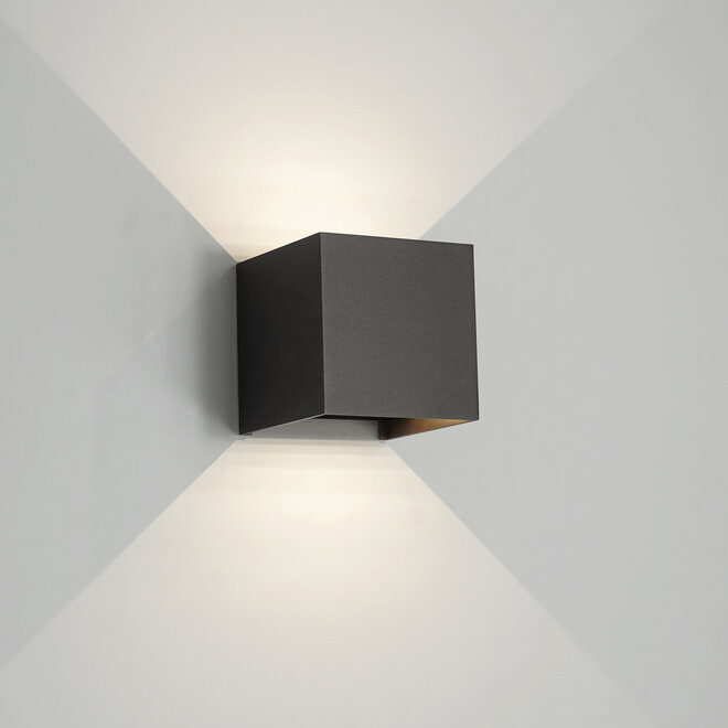 LED indoor/outdoor wall lamp BOXX square black Dimmable