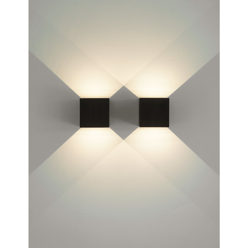 LED binnen/buiten wandlamp BOXX vierkant Zwart Dimbaar