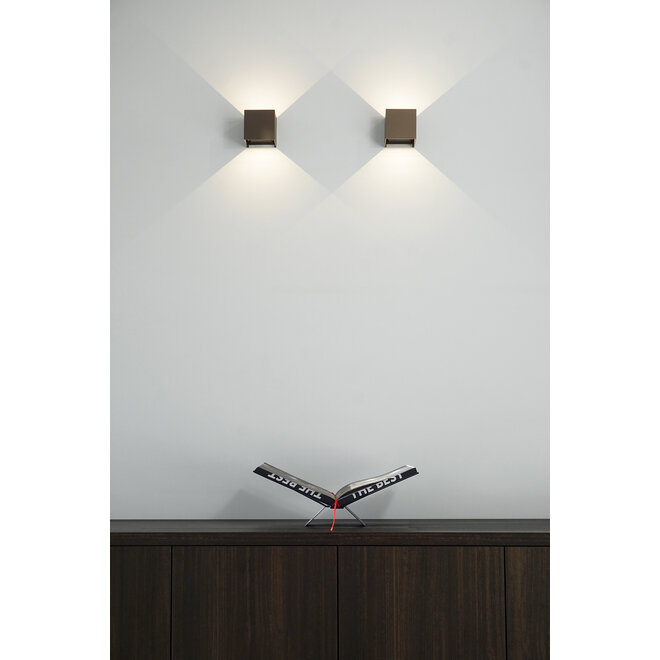 LED binnen/buiten wandlamp BOXX vierkant brons Dimbaar