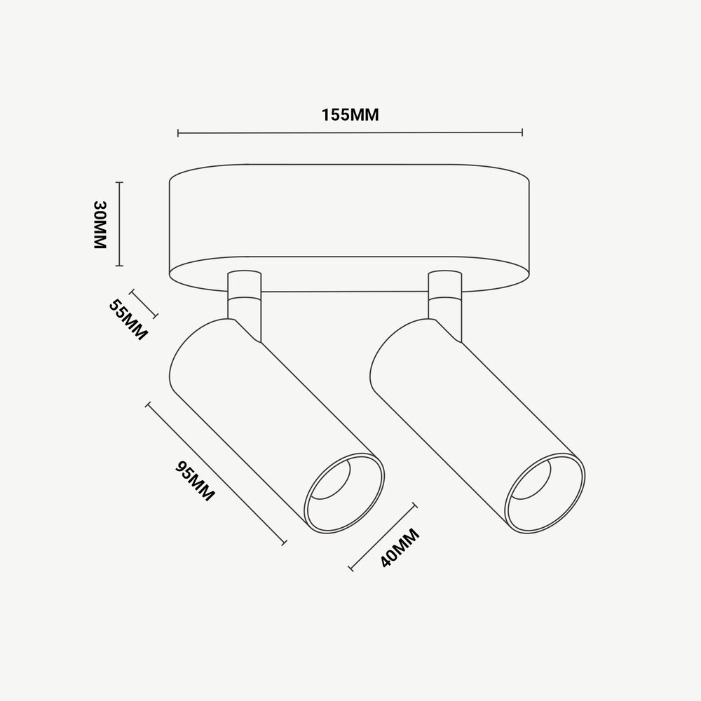 SPOT40 verstelbare opbouw LED spot Dubbel - Zwart