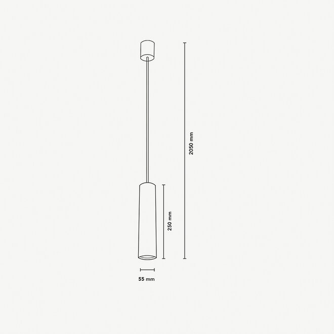 Hanglamp TUUB 250 mm met GU10 fitting - zwart