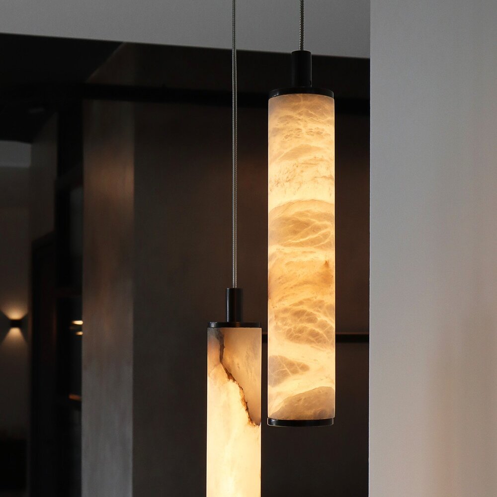 TUBE 250 LED hanglamp - Albast natuursteen