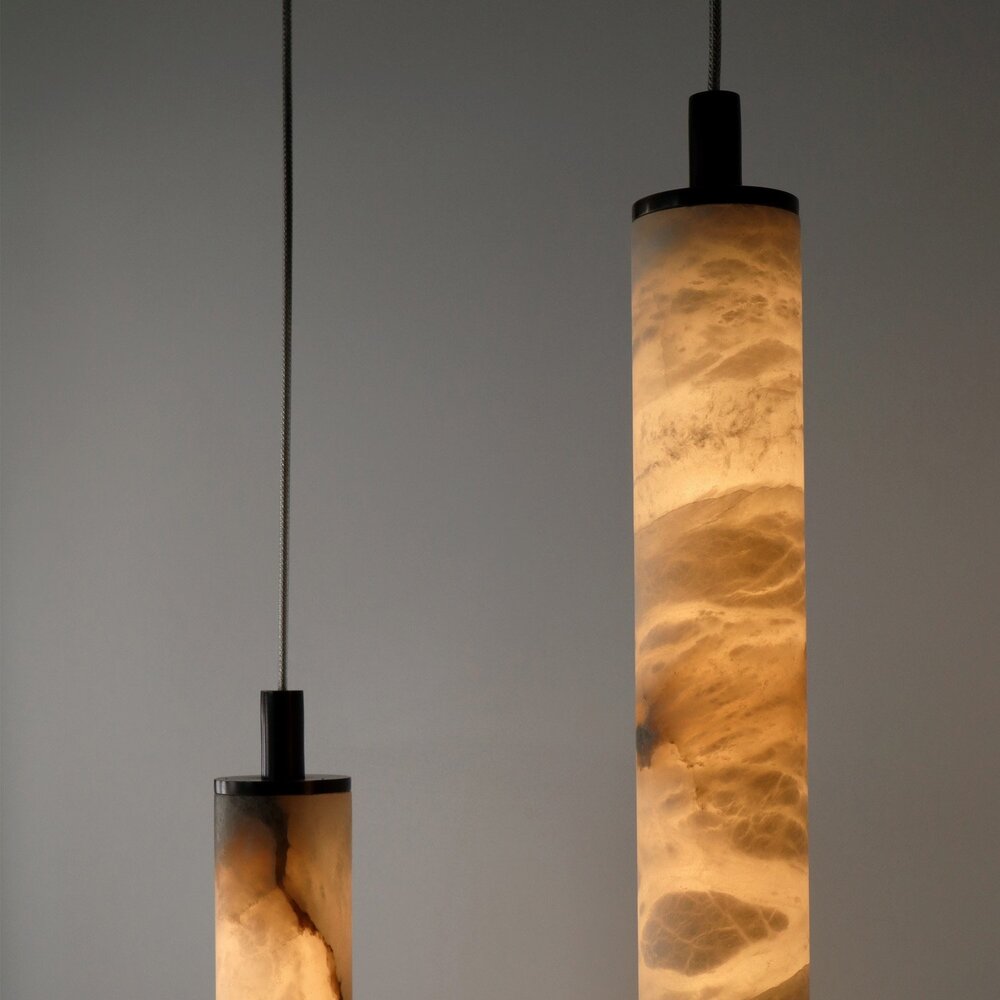 TUBE 400 LED hanglamp - Albast natuursteen