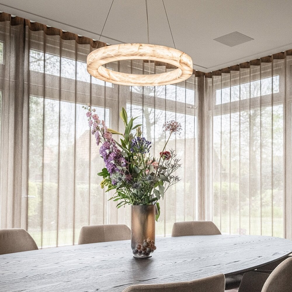 HALO 800 LED ring suspended lamp – Alabaster natural stone